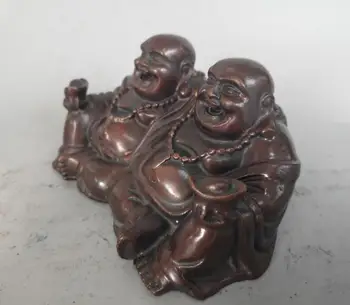 Kitajska čisto medenina dvojčka maitreja Buda vijolično kip