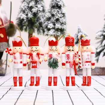 5pcs Lesene Nutcracker Lutkovno Zakka Ustvarjalne Namizno Dekoracijo Božični Okraski, Risanje Orehi Vojaki Band Lutke
