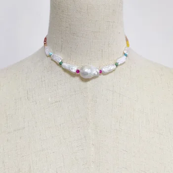 ženske čar biserno ogrlico, obesek, pisane gladko kristalno kroglice kreativna zasnova boho nakit choker Halloween party trendy