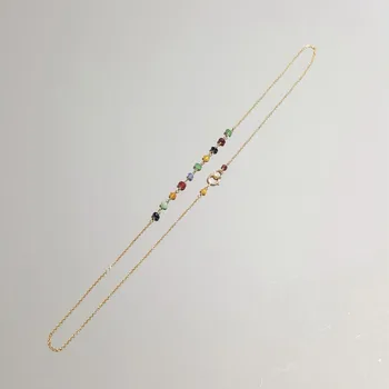 Lii Ji Smaragdno Ruby Safir Naravni Gemstone Ročno Elegantno Verige Ogrlica S925 Zaponko 40 cm/45 cm Občutljivo Nakit za Darilo