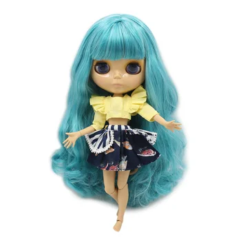 LEDENO DBS Blyth lutka bjd igrača dolgo zeleno Aquamarince mešanica belih las Tan koža skupni organ 1/6 30 cm dekleta darilo