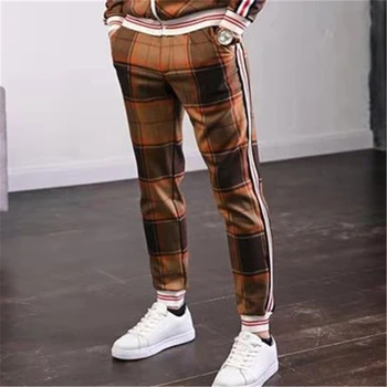 Moške 3D Tiskanja Mrežo Hlače Mozaik Sweatpants Moda Malih Nog Hlač Visoke Kakovosti Slim Classic hlače Šport