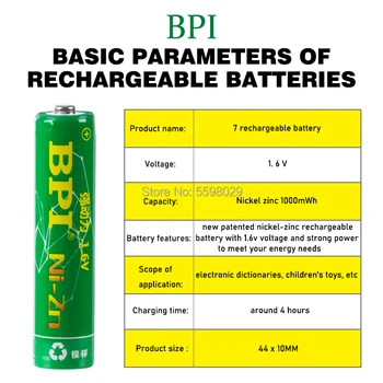 1,6 v Polnilne baterije AAA 1000mWh Ni-Zn AAA 1,5 v baterija za ponovno polnjenje Močan kot Ni-MH baterije za polnjenje Ni-Cd baterije