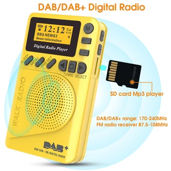 Mini Žep DAB Digitalni Radijski Sprejemnik FM RDS, Prenosni MP3 Predvajalnik Z LCD Zaslonom Podpira TF Kartice Spalna Ura, ki ju Nastavite