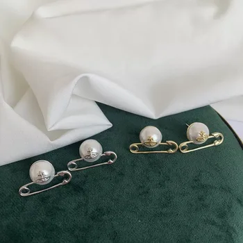 TIMEONLY francoski Modni Oversize Pearl Sponke Uhani za Ženske Simulirani Pearl živo Srebro Saturn Pin Padec Uhani Oorbellen