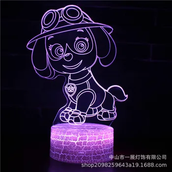 Šapa Patrol 3D LED Nočna Lučka Colorfully Spreminjanje Lučka Pes Soba Dekoracijo Srčkan Risani Akcijski Slika Igrača za Darilo za Rojstni dan
