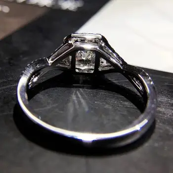 T774 925 sterling srebrni prstan Kubičnih Cirkonij obroč Kvadratnih prstan Posla Poročni Prstan Za Ženske 7*7MM center kamna