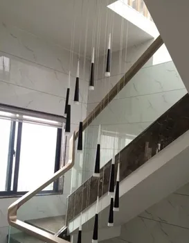 Aluminij Doma LED Obesek Luči Sodobnih stopnišče Led cone viseče luči hotel napeljave dolgo črno spiralne Stopnice razsvetljavo Lustre