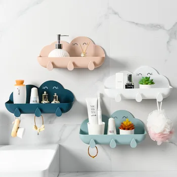 Creative cloud rack kopalnica prosti udarec steni visi večnamenski plastični, kopalnica, wc, kuhinja polica