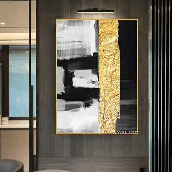 Velika Velikost Ročno poslikane Zlati Oljna slika Na Platnu Abstraktna Umetnost Dekorativne Slike Za dnevno Sobo Božično Darilo Dekor