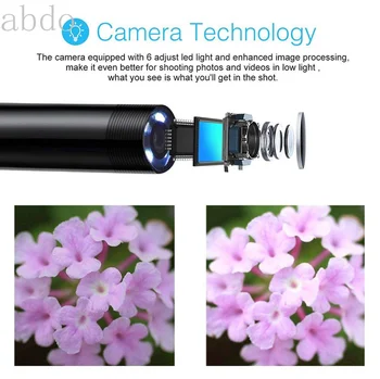TIP C USB Mini Endoskop Fotoaparat 7mm 2m 1m 1,5 m Prilagodljiv Trdi Kabel Kača Borescope Pregledovalna Kamera za Pametni telefon Android, PC