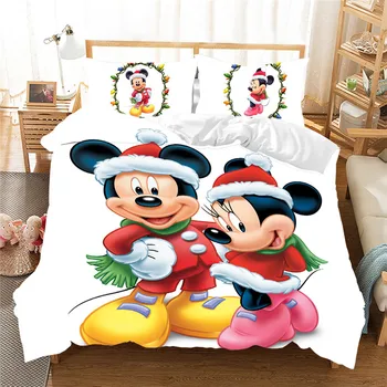 Božič Mickey Minnie Posteljnina Nabor Rjuhe Kritje Prevleke Domačega Tekstilnega Posteljno Perilo Otrok Darilo King Size Posteljni Set