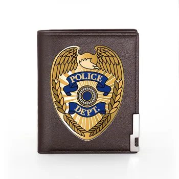 Klasična Moda Policijska Postaja Simbol Tiskanje Pu Usnja Moške denarnice Bifold Imetnik Kreditne Kartice Kratek Torbici, Moški
