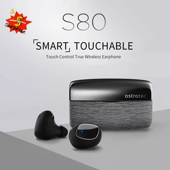 Astrotec S80 Res Brezžične Slušalke Bluetooth 5.0 Slušalke TWS Nepremočljiva Športne Slušalke za Zmanjšanje Hrupa, Bas Čepkov