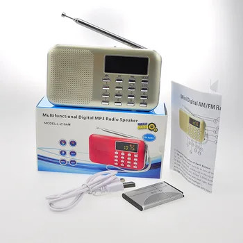 Mini L-218 Digitalni LCD MP3 Radio Zvočnika Predvajalnik Podpira TF Kartice USB z LED Svetilko Funkcijo Prenosni Radio FM/AM Zvočnik