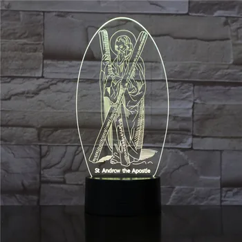 Nova 3D St Andrcw Apostol Dotik Pisane Lučka Pismo Klasičnih Jezus Apostola Noč Svetlobe Namizni Dekor Cerkev Atmospher Svetlobe