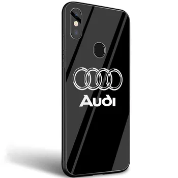 Audi Avto Moda Primeru Telefon Za xiaomi Mi 8 Lite 9 F1 A1 5X A2 6X varnostno kaljeno Steklo Pokrova coque