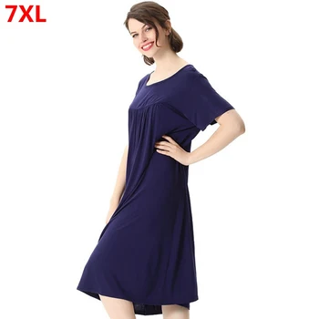 Prevelik kratka sleeved Pižamo obleko ženski svoboden plus velikost modal dolgo spanje krilo Nightdress sleepwear ženske big velikost 6XL 7XL