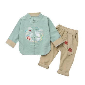 Otroška Oblačila Pomlad Jesen Baby Fantje Prosti čas, Moda Kitajski Slog Oblačila, ki Otroke 2pcs Malčka Otroci Določa Obleko
