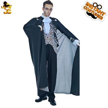 Noč Čarovnic Deluxe Vampir Princ Kostume Mens Cosplay Srednjeveški Lep Vampir Kostum Z Dolgimi Plašč Za Odrasle Osebe Obleke