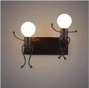Ustvarjalne spalnica postelji stenske svetilke retro kovinski LED stenska svetilka 1/2 glave industrijske dekoracijo črna / bela / rdeča železa Wandlamp