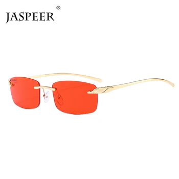 JASPEER 2020 Moda Pravokotnik sončna Očala Ženske Rimless Majhen Objektiv, sončna Očala Klasično Zlitino Kovin sončna Očala Moških UV400