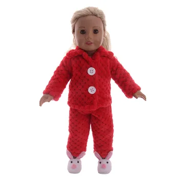 Luckdoll Udobno Pižamo nastavite z gumboma Fit 18 Inch lutka &43 CM - lutka dodatki