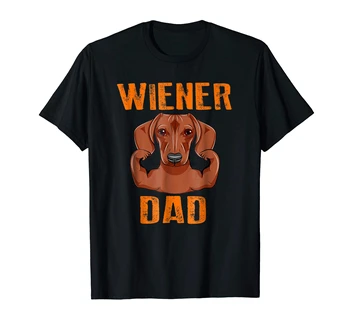 Pes Majica-moška T-Majica-Črna očetovski Dan Wiener Jazavičar Oče T-Shirt