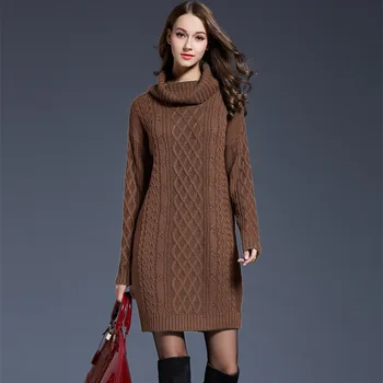 Ženski pulover 2020 jesen in zimo, Evropske in Ameriške plus velikost ženske pulover obleko dolgo visoko vratu toplo modni pulover