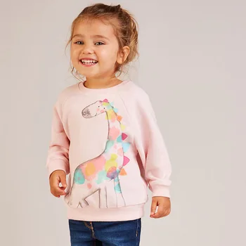 Malo maven 2019 jeseni nov baby dekleta blagovne znamke oblačil žirafa tiskanja malčka roza tanek zgornji del trenirke malo dekle obleko, C0168