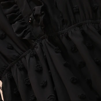 Novo leto 2020 Pomlad Jesen Ženske obleke Plus Velikost XL - 5XL Ženske Vestidos Seksi Čipke Mozaik Črno Obleko Ruffles blagovne Znamke Robe