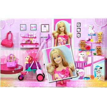 Barbie Grils Nakupovanje In Hišni Pes Lutke Set za Nakup Avtomobila Igrača Za Malo Dekle Božični Dan je Darilo Barbie Boneca BCF82