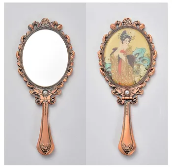Ročaj majhno ogledalo kitajske Tang Dinastije znak glavnik, obleko retro prenosni ličila ogledalo zložljiv pult Princesa ogledalo