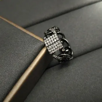 Cheny s925 sterling srebrni prstan oktobra nove široko veriga obroč ženski Evropski in Ameriški stil, skrivnostni črni bolgarski slog