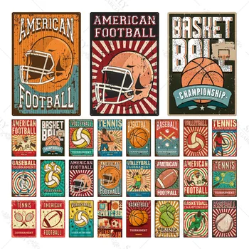Vintage Žogo Metal Košarka Odbojka Baseball Plakat Plaketo Sport Art Tin Prijavite Retro Stenski Dekor Za Dnevni Sobi Doma Dekor