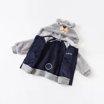 DBX15044 dave bella pozimi baby fantje moda risanka mozaik žepi hooded suknjič otroci vrhovi dojenčka, malčka vrhnja oblačila