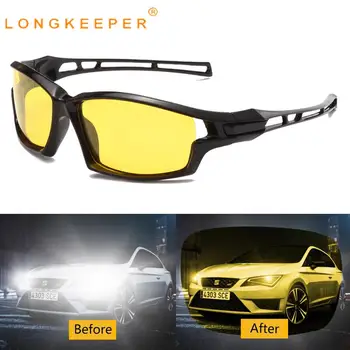 LongKeeper Nočno Vizijo Očala Moških Klasičnih Polarizirana Sončna Očala Proti Bleščanju Rumene Leče Za Očala Voznik Očala Oculos Gafas