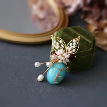 NOVO leto 2020 original ročno izdelan nakit naravnih sladkovodnih biserov cvet luksuzni žensk broške lady nakit darilo