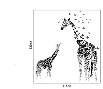 3D dve Žirafi Metulj DIY Vinil Stenske Nalepke Za Otroke Sobe Home Decor Art Decals Ozadje dekoracijo adesivo de parede