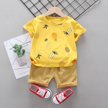 2020 otroška oblačila dekle, newborn baby boy določa Ananas Natisni T-shirt Vrhovi Trdne Hlače Hlače, Obleke Nastavite одежда новорожденным t5