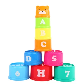 9PCS Izobraževalne Otroške Igrače 6Month+ Številke Črke Foldind Kup Pokal Stolp Otroci Zgodaj Izobraževalne Igrače Inteligence Interakcijo