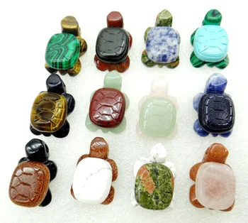 Naravni Kamen Quartz Crystal Unakite Howlite Ročno Izrezljane Želva Obesek Za DIY Nakit, Izdelava Ogrlica Pribor 1pcs