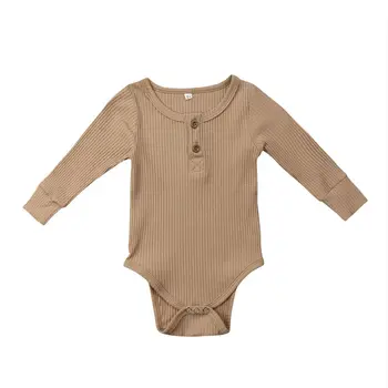 2020 Novo Novorojenčka Obleka Za Malčke Baby Girl Boy Belušno Bodysuit Ruffle Eno-Kos Trdne Jumpsuit Dolg Rokav Obleke