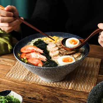 Japonski namizna ramen skledo retro keramično skledo doma juha skledo ustvarjalne instant rezanec bowl komercialne restavracija namizna