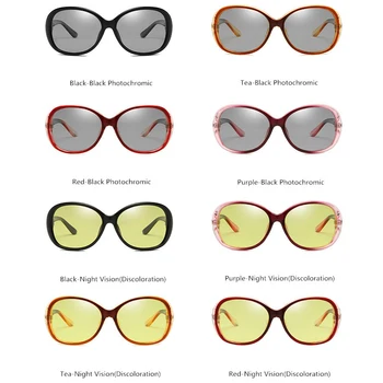 WIHODA Photochromic Ženske Polarizirana Night Vision Vožnje Očala , TAC Ovalne Oversize sončna Očala Rumena Očala UV400 S181