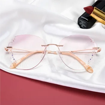 JIE.B novih anti-modra retro neto rdeča očala okvir brez okvirjev diamond ženske računalnik očala so lahko opremljeni s kratkovidnost