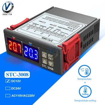 STC-3008 Dvojni Digitalni Temperaturni Regulator Dvojno Sonda Dve Res Izhod Termostat Thermoregulator 12V 24V 110-220V Higrometro
