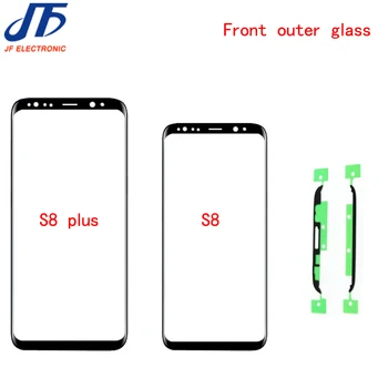 10pcs/veliko, občutljiv na Dotik Zamenjava Za Samsung Galaxy S8 G950 G950F / S8 + plus G955 črna Spredaj Zunanji Steklo Objektiv Z Nalepko