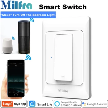 Milfra Wifi Smart Stikalo Nevtralno Žice Potrebno Glas Telefon Nadzor Pametne Stikala za Luč, ki NAM za Pomočnika Alexa Tuya Smart App Življenje
