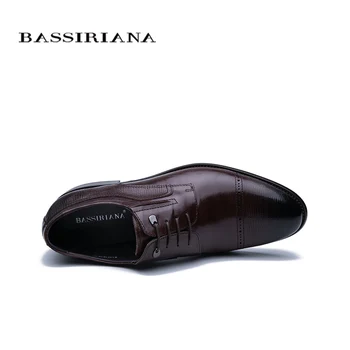 Bassiriana novo pomlad moške usnjene čevlje, črna, Rjava klasično obleko, čevlji brezplačna dostava